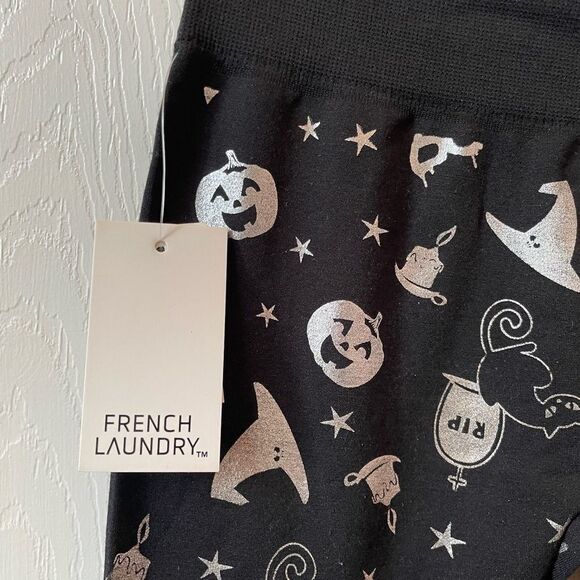 FRENCH LAUDEY BLACK AND SILVER HALLOWEEN STRETCHIES SIZE L/XL NWT - Picture 4 of 5